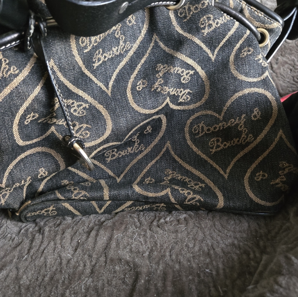 Dooney & Bourke Black and Gold Heart Shoulder Bag